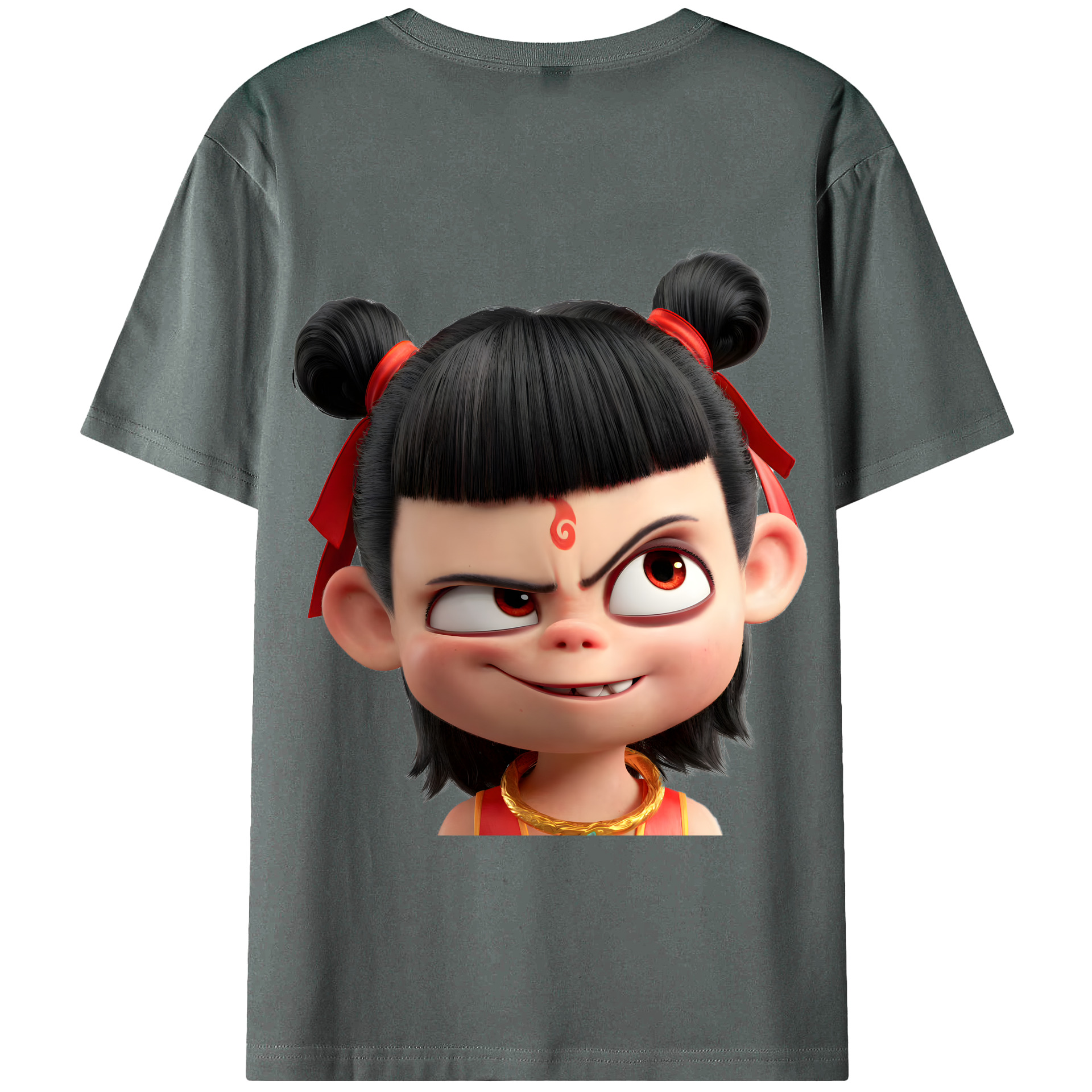 （画像用） Ne Zha 2 ナタ 魔童の大暴れ 綿100％半袖Tシャツ（背面プリント）